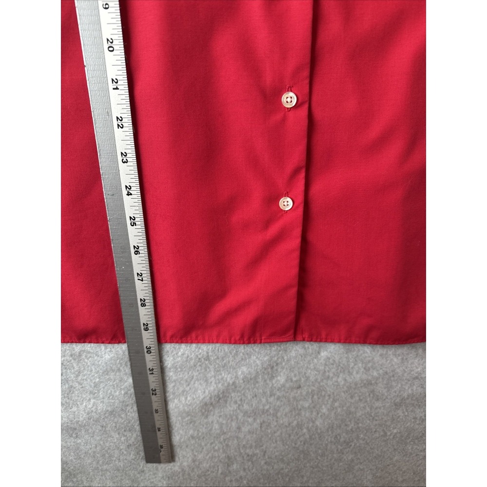 Lands End Red Broadcloth Button Up Shirt 24W Plus Size Career Chic Wrinkle Free - Picture 5 of 8